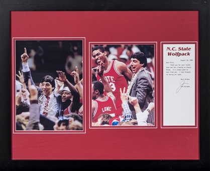 Jim Valvano Signed Note With Photos In 22x18 Framed Display (JSA)